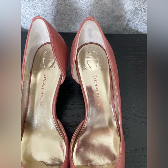 Etienne Aigner Coral Peep Toe Wedge Heels with Floral Accent | 8 - Picture 4 of 12